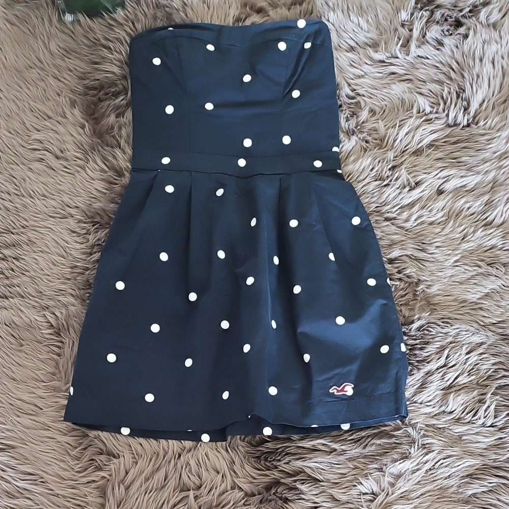 Navy Blue Polka Dot Dress - Picture 3 of 9